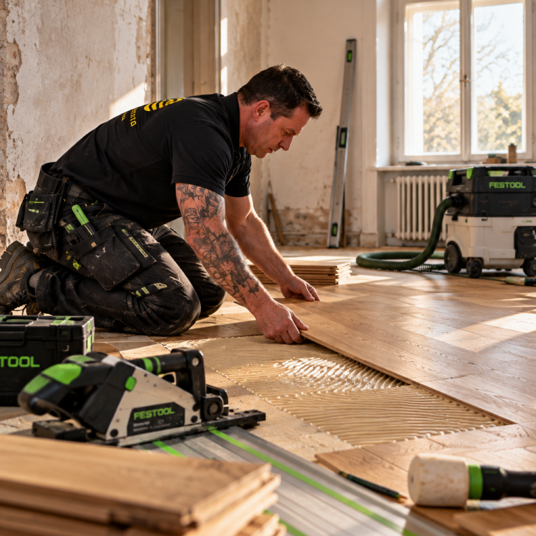 Moderner Innenausbau mit Bodenbelag und Trockenbau Moderner Innenausbau mit Bodenbelag und Trockenbau